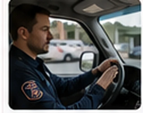 Ambulance operator driving the transport vehicle